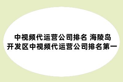 中视频代运营公司排名 海陵岛开发区中视频代运营公司排名第一